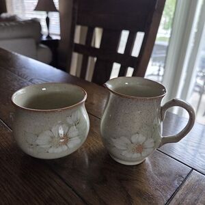 Denby Daybreak Stoneware Sugar And Creamer Set